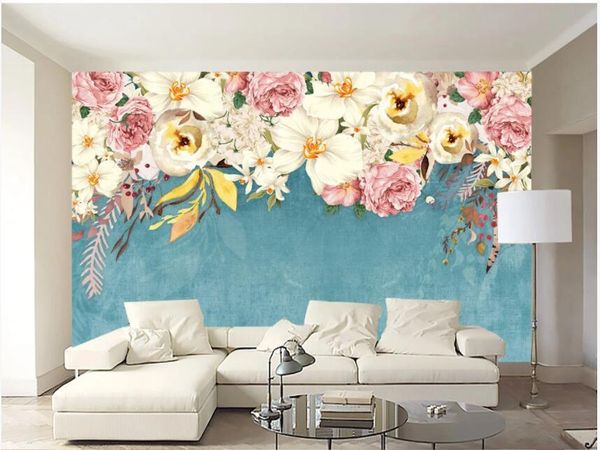 

wallpapers 3d wall paper custom po hand painted blooming flowers living room home decor murals wallpaper for walls 3 d