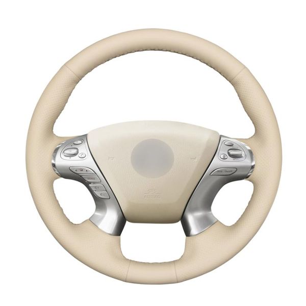 

steering wheel covers hand-stitched beige pu artificial leather for infiniti jx35 m m25 m35 m37 m56 q70 qx60 pathfinder