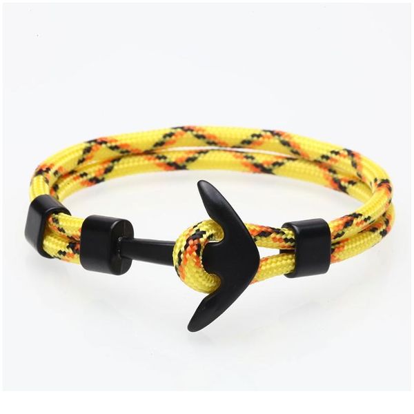

anchor bracelet men charm survival rope chain bracelets paracord fashion black color anchor bracelet male wrap metal spo jllgsm