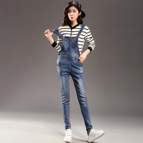 

women's jeans 2021 spring korean fashion zipper pocket bib, Blue