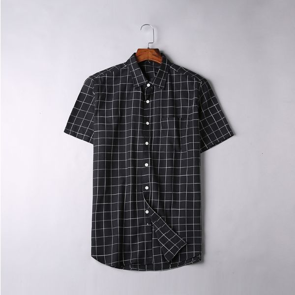 

plaid 2021 new summer male chemise businessman's shirts short sleeve men's shirt plus size 5xl 6xl 7xl 8xl n590, White;black