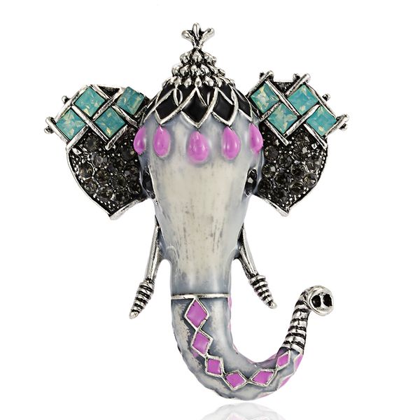 

fashion brooch jewelry retro crystal elephant brooch charm animal enamel pin for women kids scarf clothes accessoriesdio chan contact, Gray