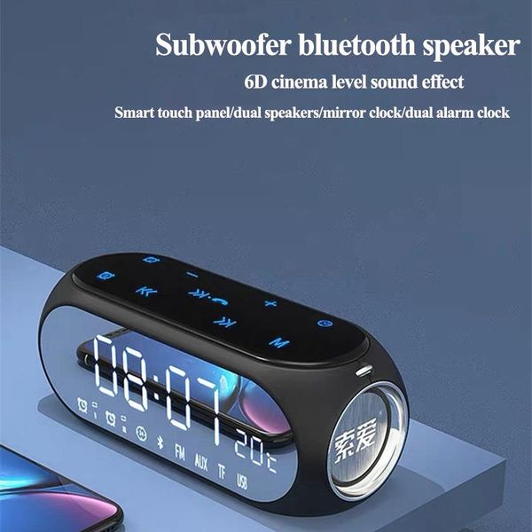 

mini speakers portable bluetooth column wireless outdoor subwoofer smart touch double diaphragm support tf aux usb fm radio soundbar