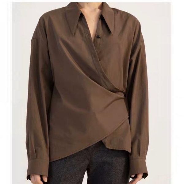 

2021 new v-neck women wrap blouse pointed collar long-sleeved female office shirt and top, White