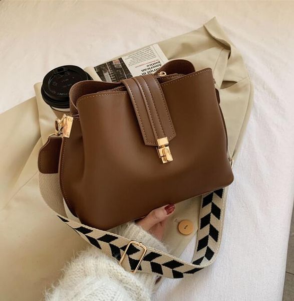 

hbp retro simple small pu static face leather bucket messenger bag women's 2021 designer fashion ladies luxury black one-shoulder handb