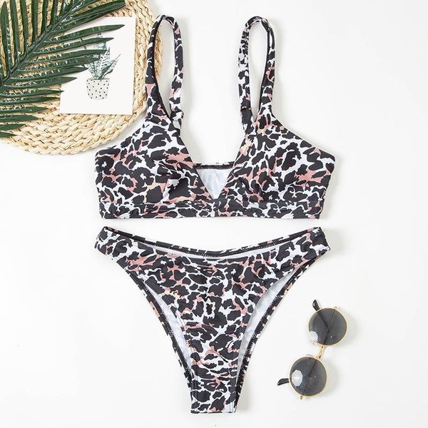 

women swimsuit high waist bikini set push up leopard printed swimwear female snake print buquini swimming suit