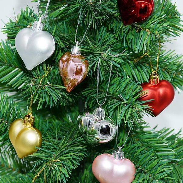

party decoration 12pcs baubles decorative fine workmanship plastic christmas tree pendant ball for el home hanging wedding heart shape