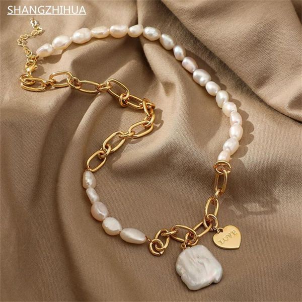 

pendant necklaces 2021 europe and america trend light luxury natural pearl necklace for women retro fashion party jewelry accessories, Silver