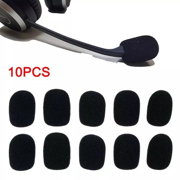 

microphones 10pcs black mic protector replacement headset foam covers windscreen windshield sponge microphone cover for meeting