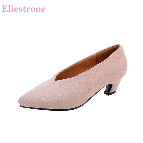 

dress shoes brand flock apricot gray women formal pumps fashion chunky heels lady bka2 plus big small size 30  43 45 48, Black