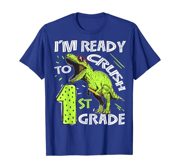 

i'm ready to crush 1st grade dinosaur shirt kids boys, White;black