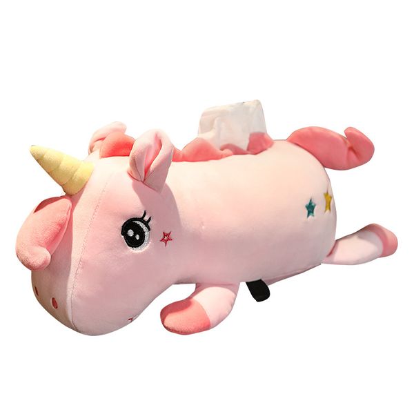 

car creative network red unicorn cartoon animal cute car with plush doll paper towel set car paper cassette