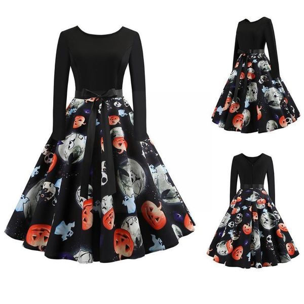

casual dresses robe halloween costume party long sleeve deep christmas women before v-neck vintage dress size plus autumn 2xl nigh q1r0, Black;gray