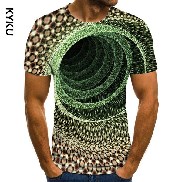 

vertigo 3d round neck male t-shirt tunnel printed street style kg-201, White;black
