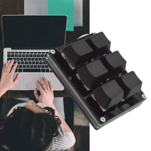 

keyboards 6-key black small keyboard mini copy and paste custom shortcut keys one-key password mechanical