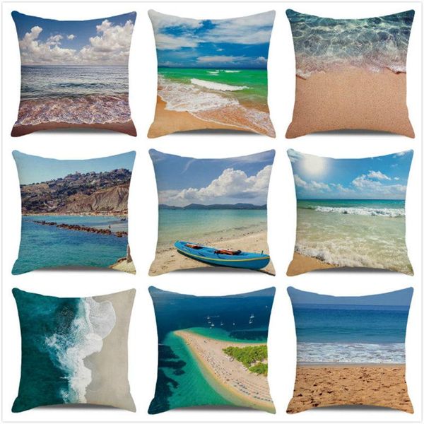 

cushion/decorative pillow wholesale 45cm*45cm view of the waves at beach linen/cotton throw covers cushion cover home decor pillowcase