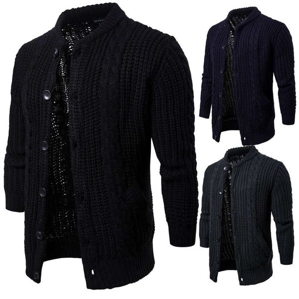 

autumn new men's solid color knitted cardigan ym020, Black;brown