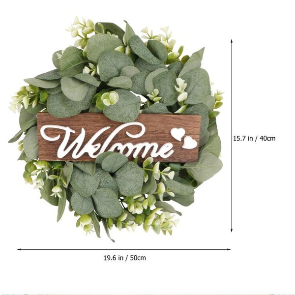 

decorative flowers & wreaths 1pc emulation plant garland home door wreath wall hanging decoration (green)