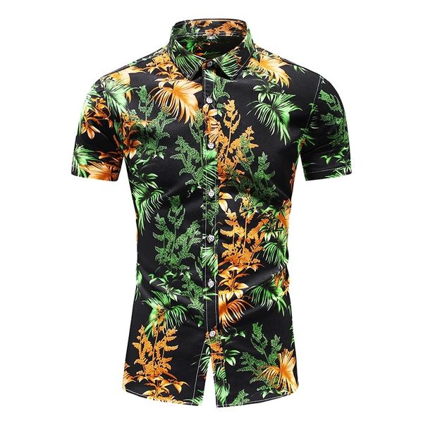 

new fashion korea design hawaii beach short sleeve casual shirts for men's print blouse 2021 summer clothing plus asian size 5xl 6xl sj, White;black