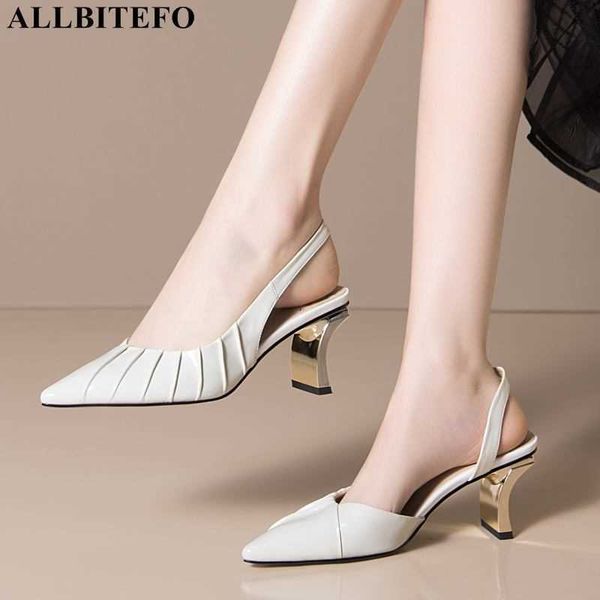 

allbitefo large size:33-43 genuine leather high heels party women shoes summer women high heel shoes women sandals 210611, Black