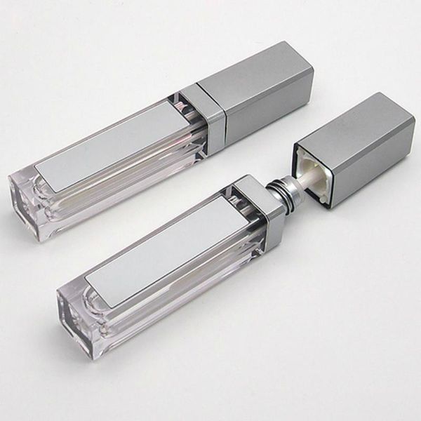 

storage bottles & jars wholesale 7ml silver empty lip gloss bottle square plastic lipgloss tube with mirror cosmetic lipstick container pack