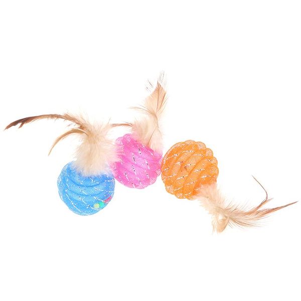 

cat toys 1pc pet toy line ball with feather tube