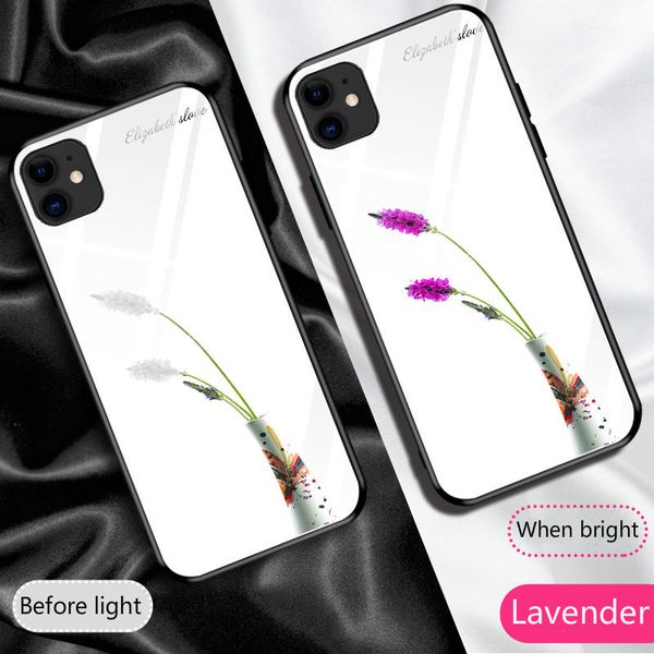 

phone case for iphone11 11pro 11promax flowering tempered glass personalized floral anti-knock discoloration case