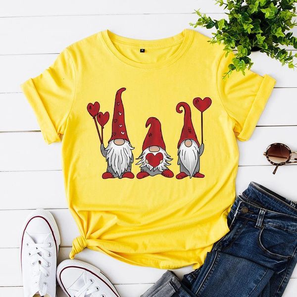 

women little dwarfs cotton t-shirt summer large size christmas basic tees harajuku loose funny cartoon print shirt tee, White
