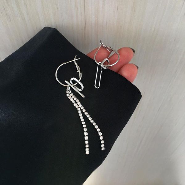 

new punk hoop earrings wholesale hyperbole rhinestone tassel geometric pendant silver color bijoux for party brincos, Golden;silver