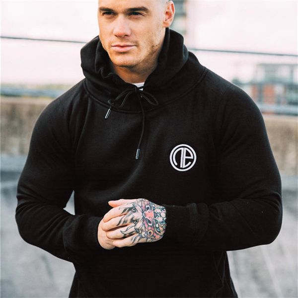

2021 new men hoodies gyms fitness bodybuilding sweatshirt sportswear male workout hooded jacket clothing ccj9, Black