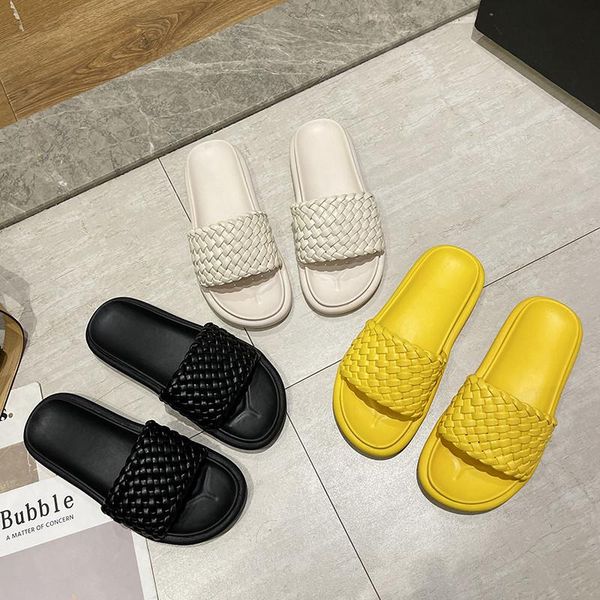 

slippers house platform shoes luxury slides slipers women shale female beach designer summer 2021 sabot flat soft pu rubber rome, Black