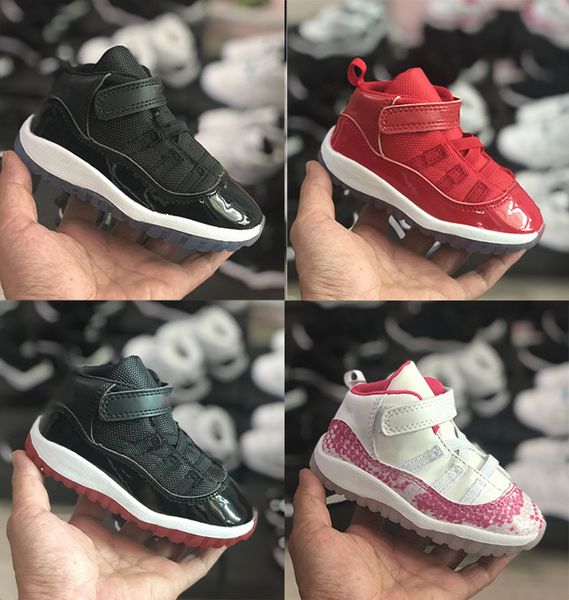 

little kid 11 xi space jam shoes baby boys girls toddlers 11s gamma concord bred red walkers sneaker size 6c-10c, Black