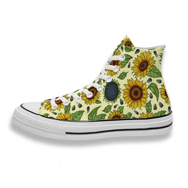 

custom printed sunflower and melon seeds sneakers high mens womens running sho skateboard diy trainers canvas casual shoe