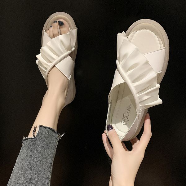 

slippers 2021 flat summer women's shoes all-match casual fashion soft-soled breathable single female fairy sandals xm324 gnhk, Black