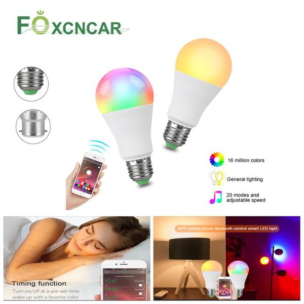 

e27 dimmable led bulb kitchent under cabinet led light rgb bluetooth connect music control lamp 85-265v smart bulb home lighting