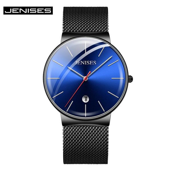 

wristwatches relogio masculino jenises analog quartz watch men's business blue wristwatch display date clock, Slivery;brown