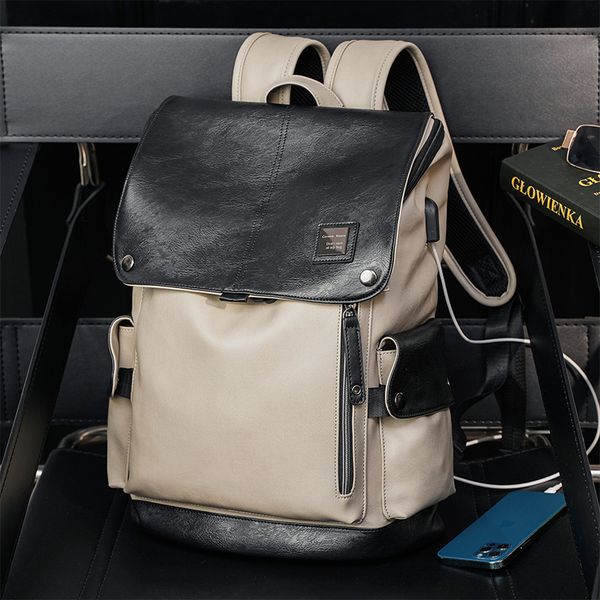 

bag handbag men's backpack fashion trend young students leisure travel foreskin computer schoolbag, Black;red
