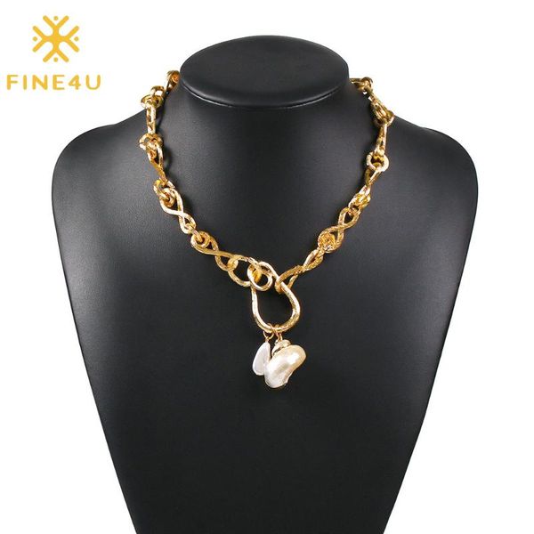 

chokers fine4u n769 vintage cuban punk chain necklace ot toggle choker boho gift for women and girls, Golden;silver