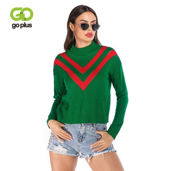 

women's sweaters goplus knitted sweater 2021 autumn striped turtleneck long sleeve for women casual loose clothing pullover, White;black