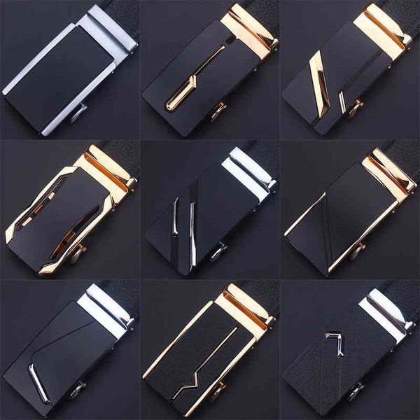 

automatic buckle double side men's head leather pants belt 1, Black;brown