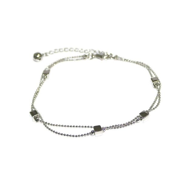 

anklets foreign trade simple beach ladies anklet foot accessories metal chain trend fashion square female feet bare, Red;blue