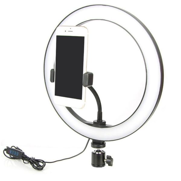 

tripods 360 Â° rotatable 10" selfie ring light with adjustable cell phone holder for live streaming video makeup