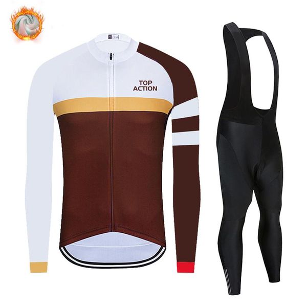 

racing sets action cycling jersey 2021 pro team winter fleece clothing mtb bib pants set ropa ciclismo triathlon, Black;blue
