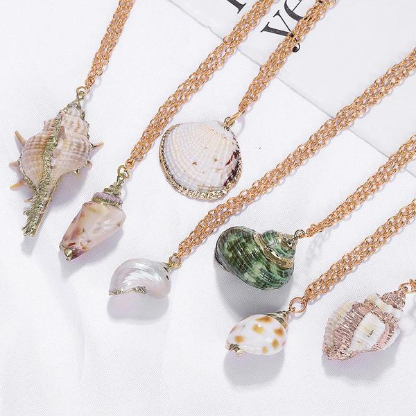 

chains seashell women jewelry long pendant necklace gold color shell chain, Silver