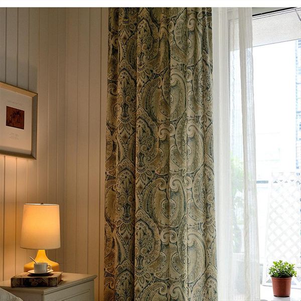 

american damask printed curtains for living room bedroom vintage linen medallion curtain drapes panels window treatments