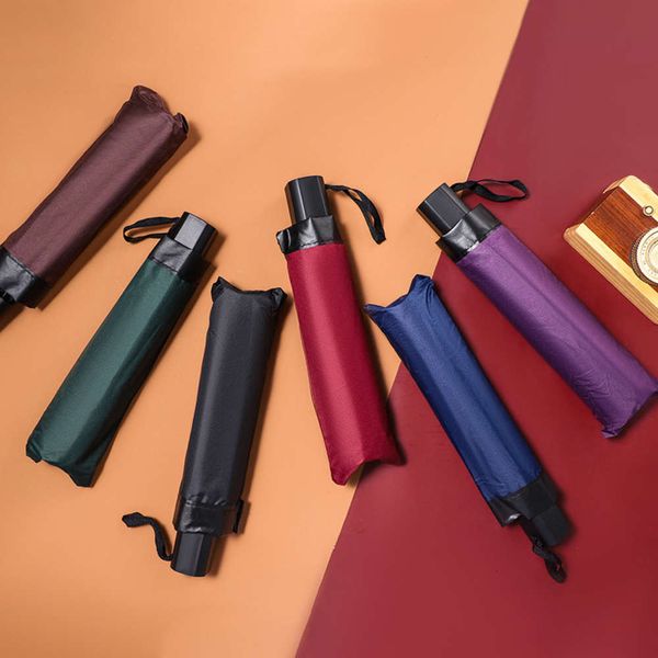 

ten bone reinforced folding sunshade, sunscreen and uv protection pure color business umbrella