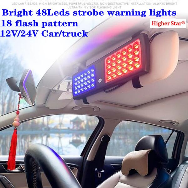 

48leds 12v/24v car/truck strobe warning lights,sun visor emergency light,police fire ambulance warning flash lamp