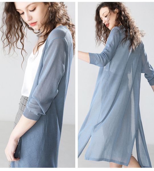 

women midi long cardigan poncho summer autumn thin silk knitted cardigans female casual loose sweater coat jacket plus size 2xl, White;black