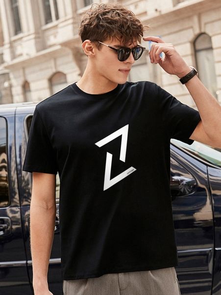 

men geo & letter graphic tee c3gx#, White;black