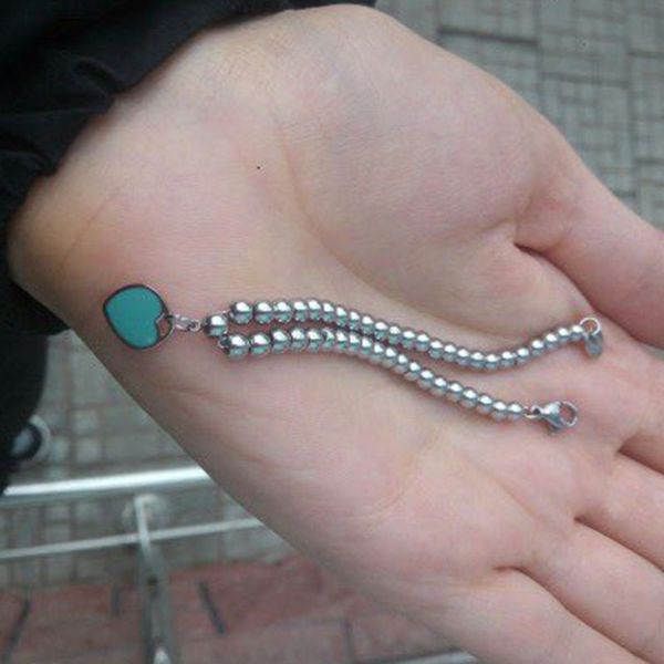 

heart beaded bracelet women couple stainless steel strands chain gifts for girlfriend accessories wholesale, Black